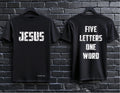 “Jesus – Five Letters One Word” T-Shirt | Christian Graphic Tee | Bold Faith Streetwear Shirt