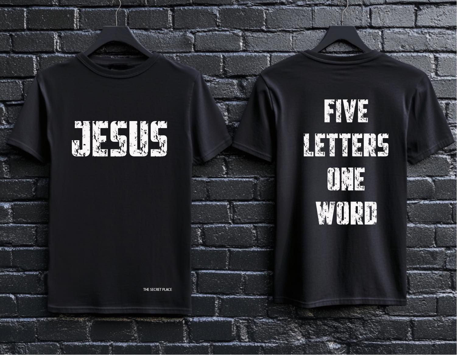 “Jesus – Five Letters One Word” T-Shirt | Christian Graphic Tee | Bold Faith Streetwear Shirt