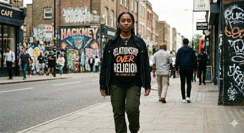 Orange Relationship Over Religion T-Shirt | Christian Streetwear Tee | Faith-Based Graphic Shirt