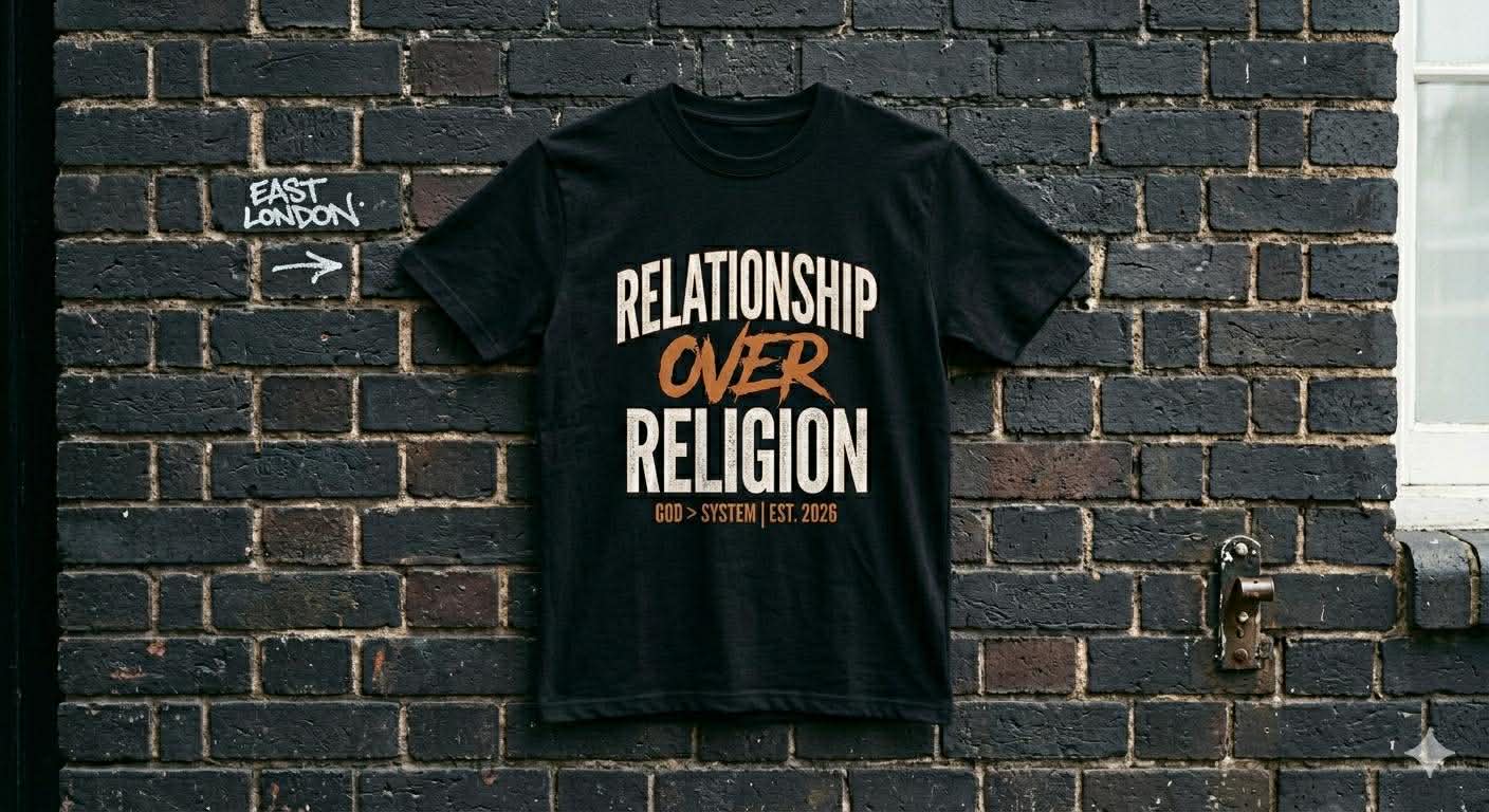 Orange Relationship Over Religion T-Shirt | Christian Streetwear Tee | Faith-Based Graphic Shirt