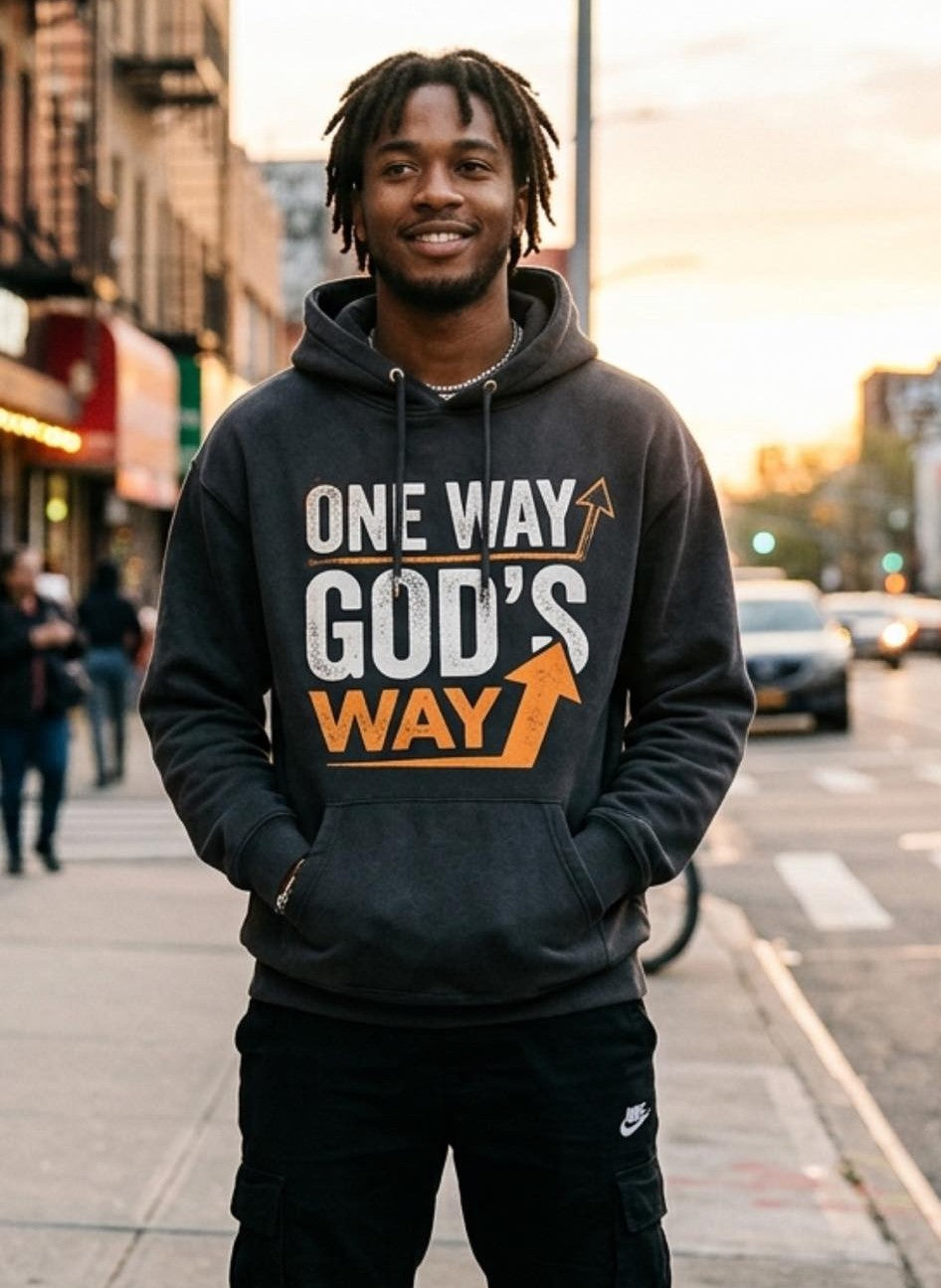 One Way God’s Way Hoodie | Christian Streetwear Pullover | Faith-Based Graphic Hoodie with Arrow Design