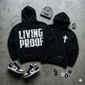 “Living Proof” Cross Hoodie | Christian Streetwear Pullover | Faith-Based Graphic Hoodie
