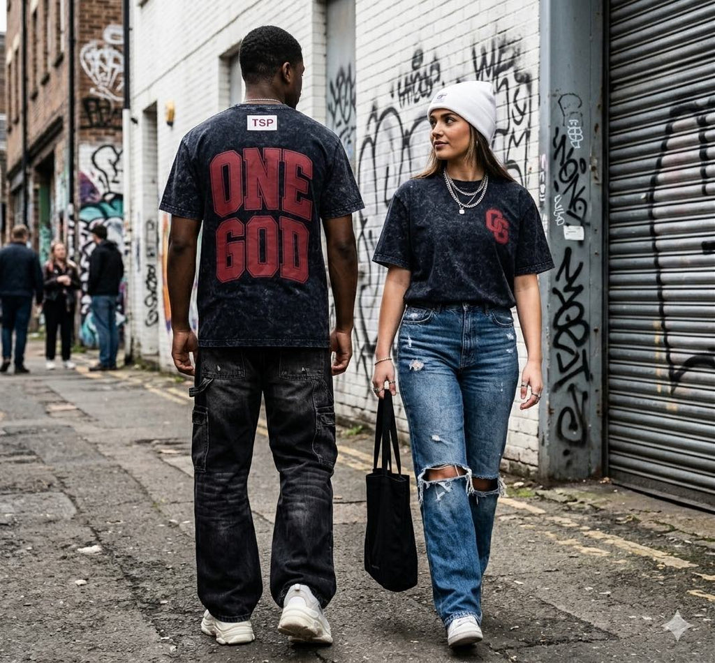 One God” Graphic T-Shirt | Christian Streetwear Tee | Faith-Based Minimalist Front & Back Shirt