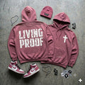 Living Proof Cross Hoodie | Christian Streetwear Pullover | Faith-Based Graphic Hoodie