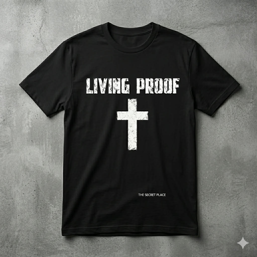 “Living Proof” Cross T-Shirt | Christian Faith Graphic Tee | Inspirational Streetwear Shirt